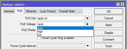 Управление PoE-питанием на оборудовании MikroTik