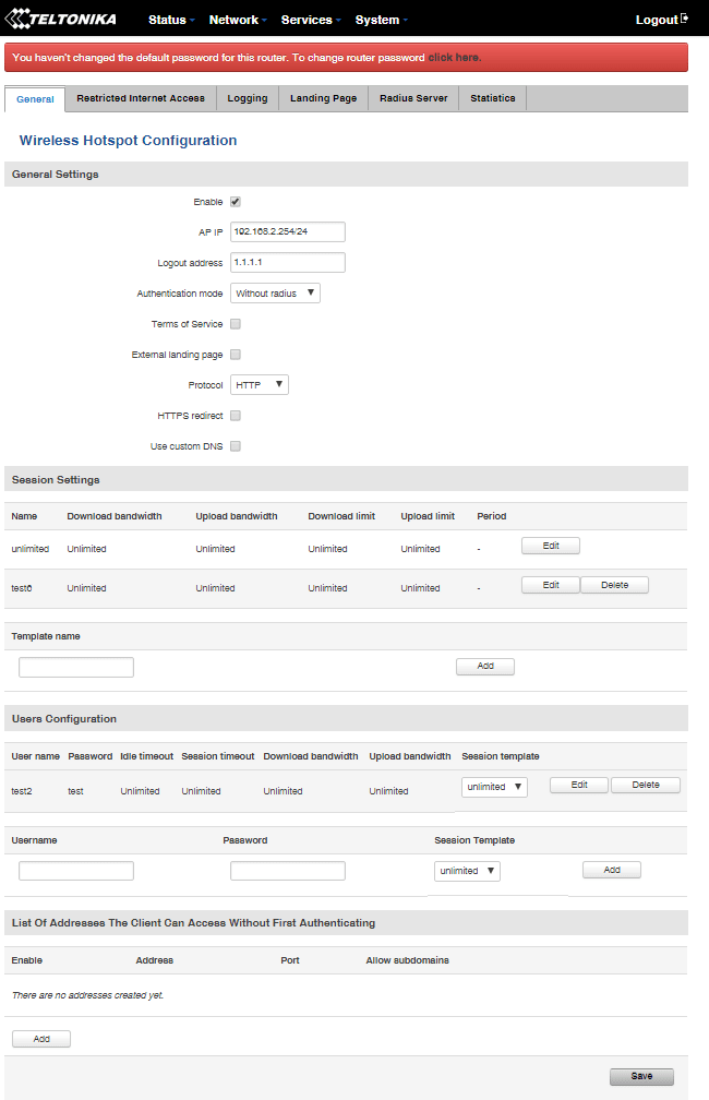 Настройки Hotspot Телтоника